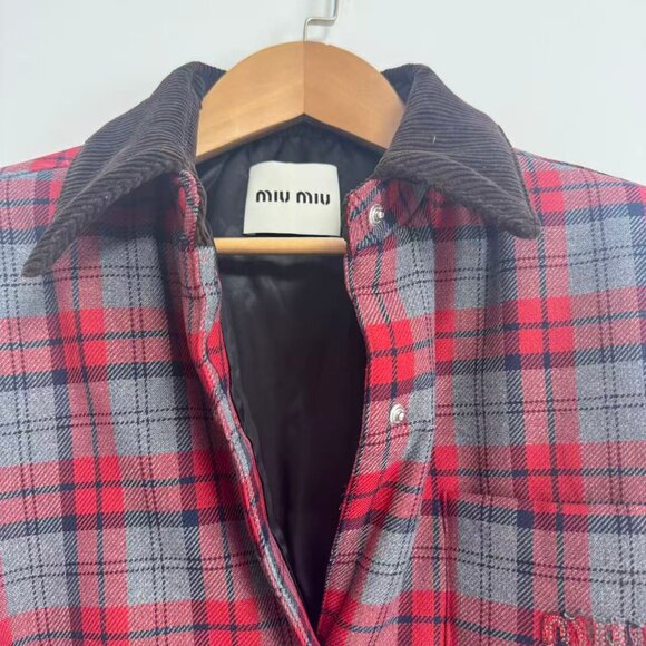 Miu Miu Grey Padded Check Jacket - Picture 11 of 12